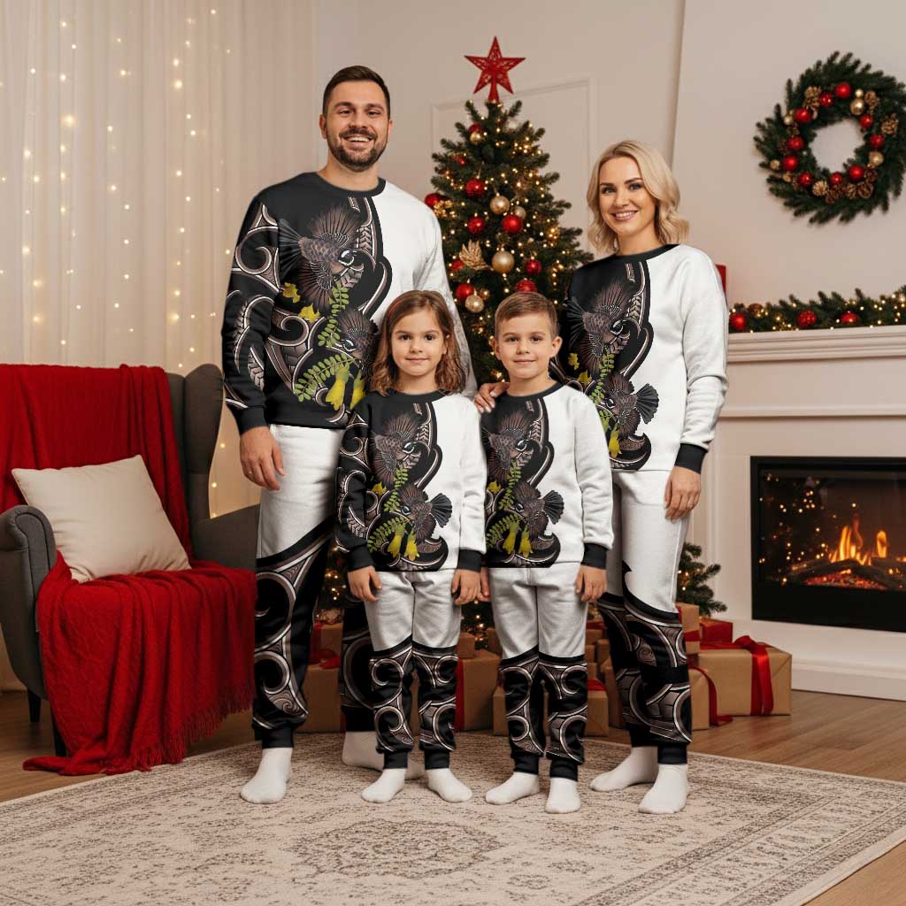 New Zealand Valentines Day Christmas Pajama Set Piwakawaka Lovers Maori Koru Tattoo - Aussie Hoodie