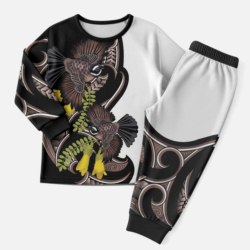 New Zealand Valentines Day Christmas Pajama Set Piwakawaka Lovers Maori Koru Tattoo - Aussie Hoodie