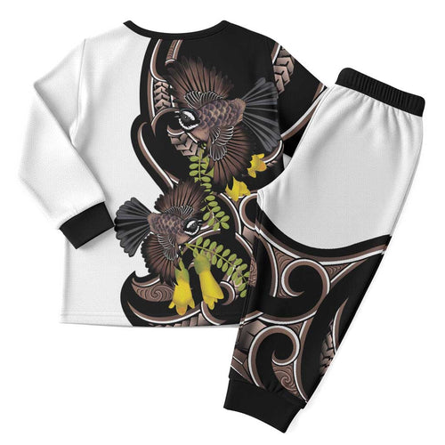 New Zealand Valentines Day Christmas Pajama Set Piwakawaka Lovers Maori Koru Tattoo - Aussie Hoodie