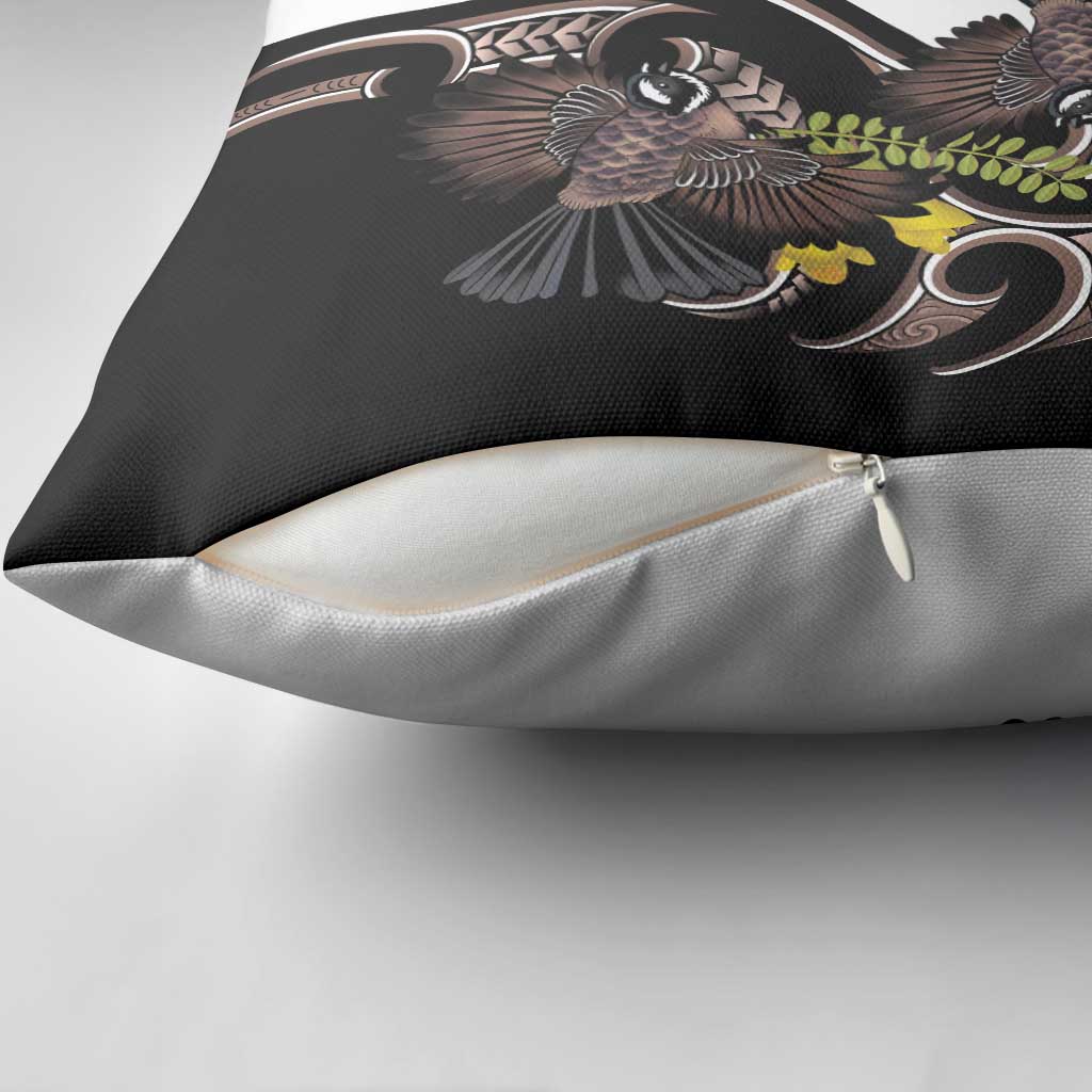 New Zealand Valentines Day Pillow Cover Piwakawaka Lovers Maori Koru Tattoo - Aussie Hoodie