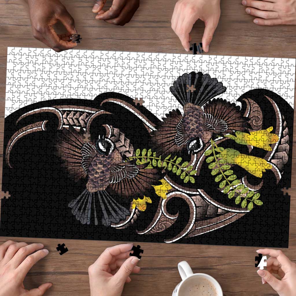 New Zealand Valentines Day Puzzle Piwakawaka Lovers Maori Koru Tattoo - Aussie Hoodie