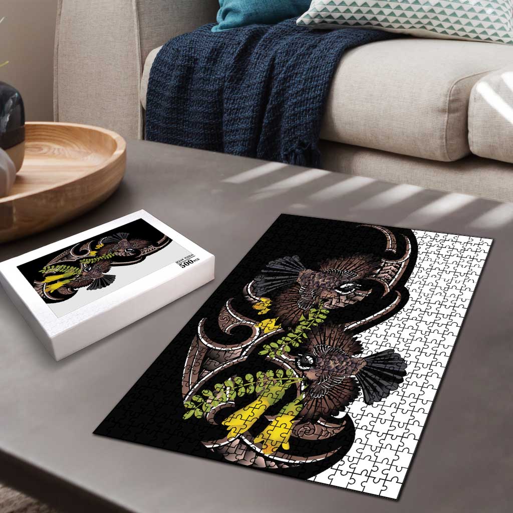 New Zealand Valentines Day Puzzle Piwakawaka Lovers Maori Koru Tattoo - Aussie Hoodie