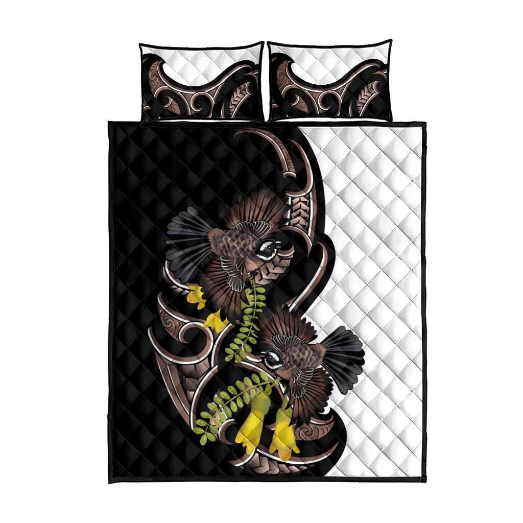 New Zealand Valentines Day Quilt Bed Set Piwakawaka Lovers Maori Koru Tattoo - Aussie Hoodie