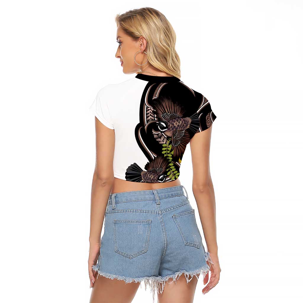 New Zealand Valentines Day Raglan Cropped T Shirt Piwakawaka Lovers Maori Koru Tattoo - Aussie Hoodie