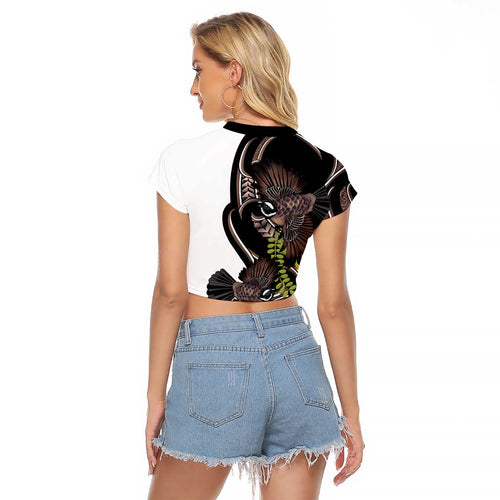 New Zealand Valentines Day Raglan Cropped T Shirt Piwakawaka Lovers Maori Koru Tattoo - Aussie Hoodie