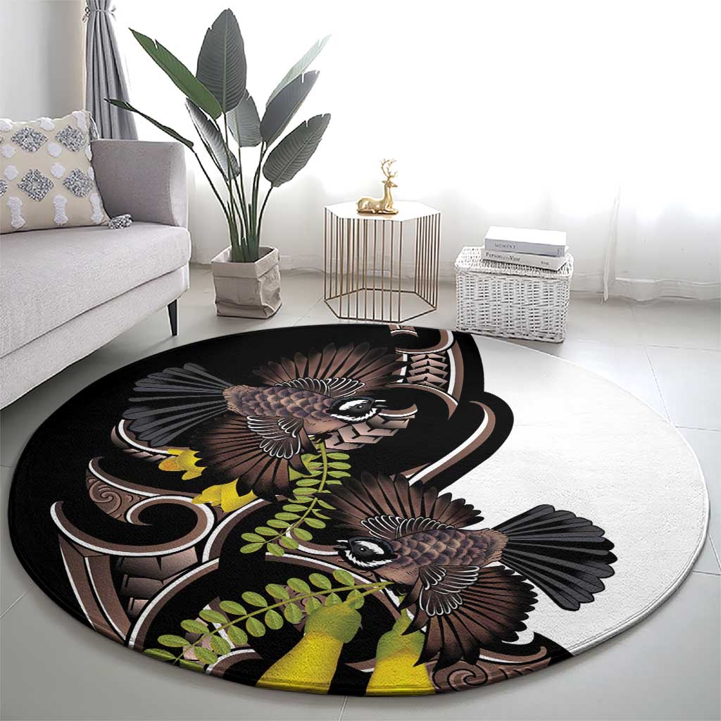 New Zealand Valentines Day Round Carpet Piwakawaka Lovers Maori Koru Tattoo - Aussie Hoodie