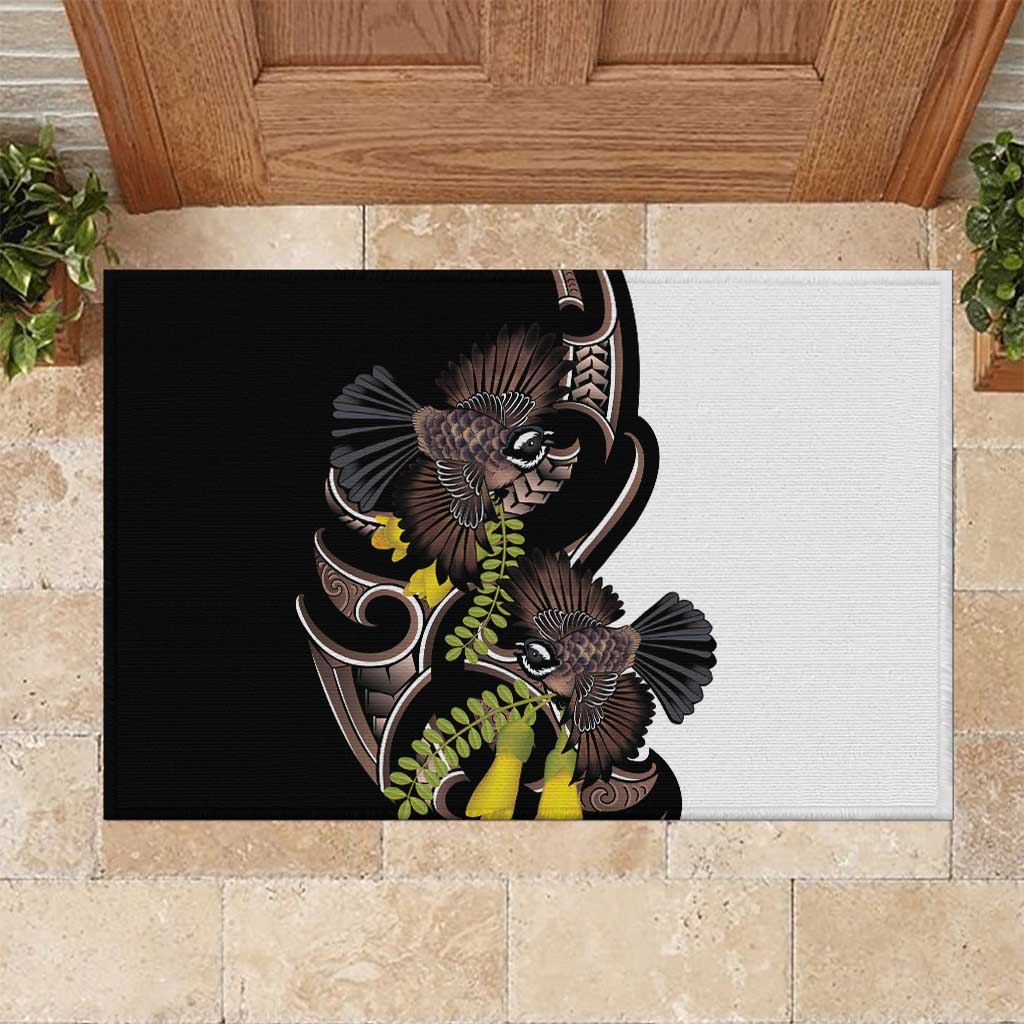 New Zealand Valentines Day Rubber Doormat Piwakawaka Lovers Maori Koru Tattoo - Aussie Hoodie