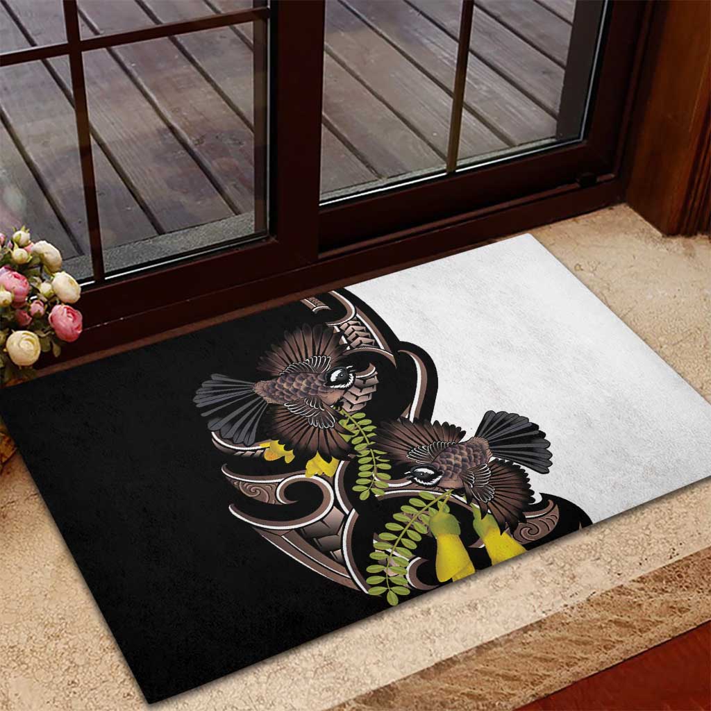 New Zealand Valentines Day Rubber Doormat Piwakawaka Lovers Maori Koru Tattoo - Aussie Hoodie