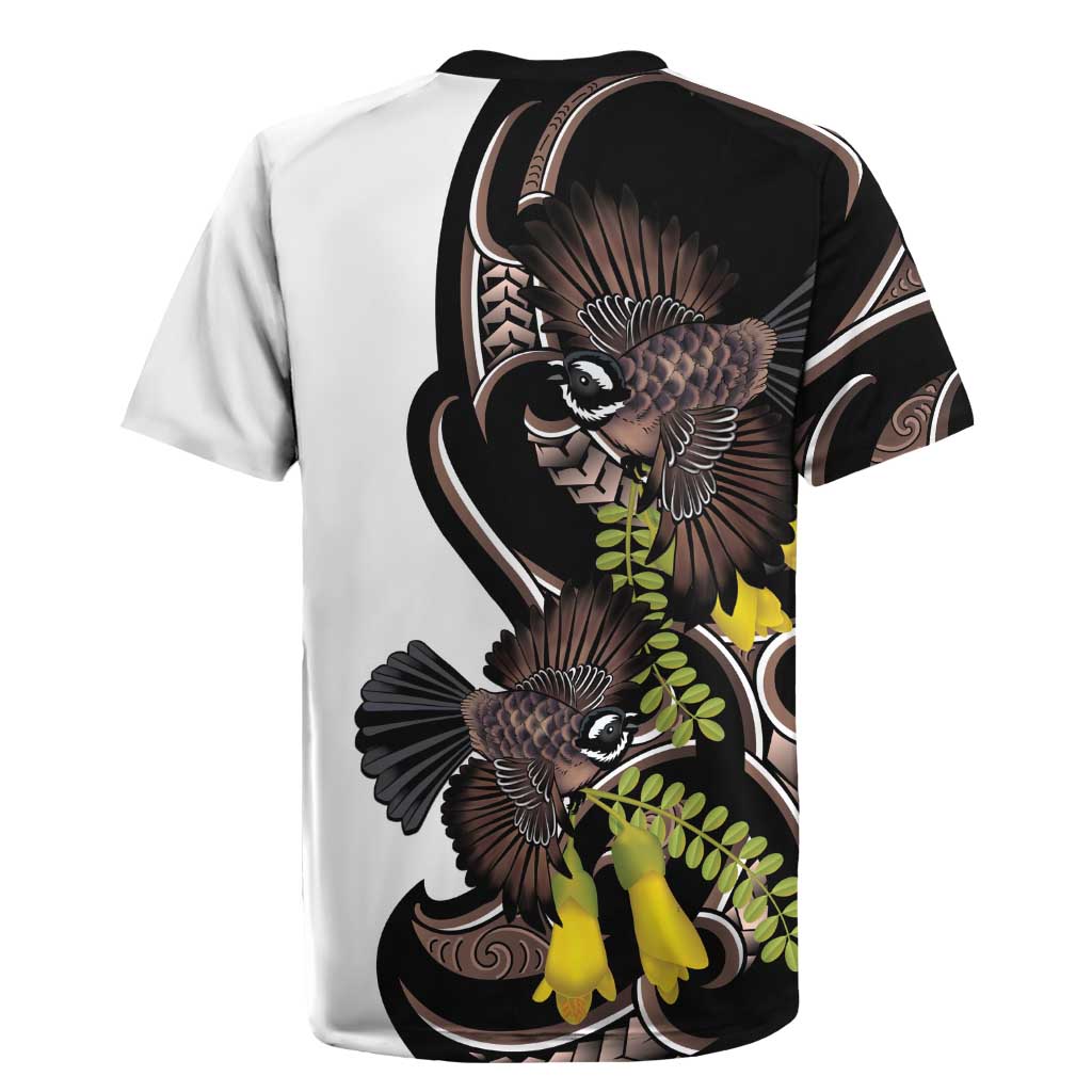 New Zealand Valentines Day Rugby Jersey Piwakawaka Lovers Maori Koru Tattoo - Aussie Hoodie
