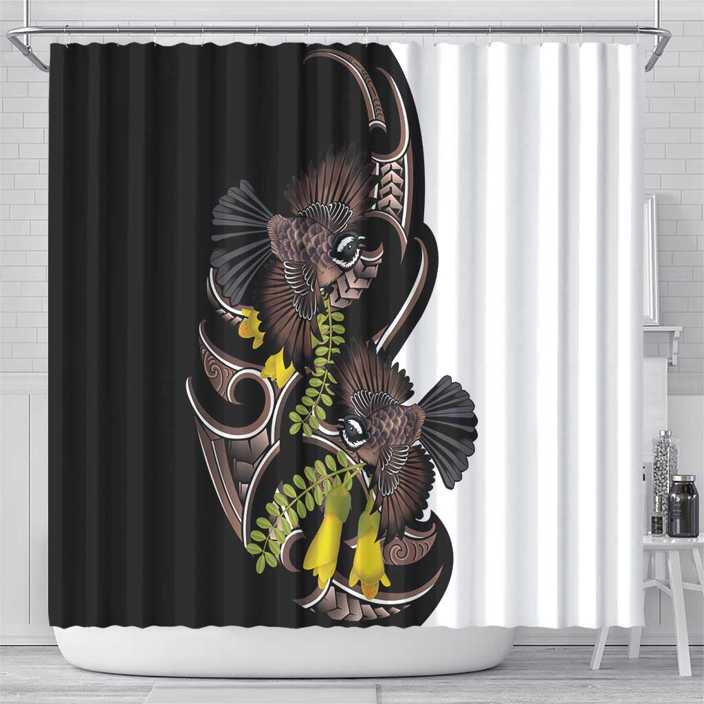 New Zealand Valentines Day Shower Curtain Piwakawaka Lovers Maori Koru Tattoo - Aussie Hoodie