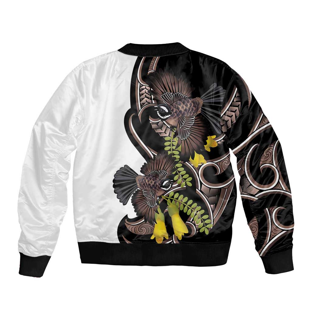 New Zealand Valentines Day Sleeve Zip Bomber Jacket Piwakawaka Lovers Maori Koru Tattoo - Aussie Hoodie
