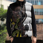 New Zealand Valentines Day Sleeveless Puffer Jacket Piwakawaka Lovers Maori Koru Tattoo - Aussie Hoodie