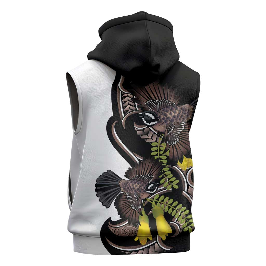 New Zealand Valentines Day Sleeveless Zip Hoodie Piwakawaka Lovers Maori Koru Tattoo - Aussie Hoodie