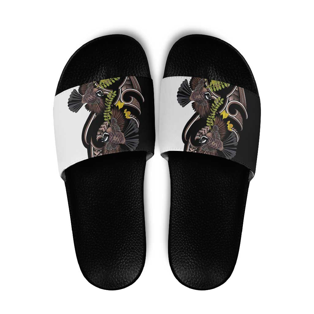 New Zealand Valentines Day Slide Sandals Piwakawaka Lovers Maori Koru Tattoo - Aussie Hoodie