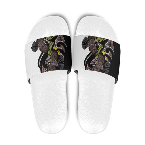 New Zealand Valentines Day Slide Sandals Piwakawaka Lovers Maori Koru Tattoo - Aussie Hoodie