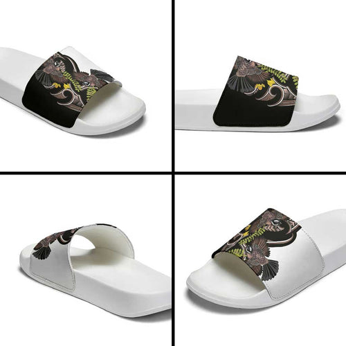 New Zealand Valentines Day Slide Sandals Piwakawaka Lovers Maori Koru Tattoo - Aussie Hoodie