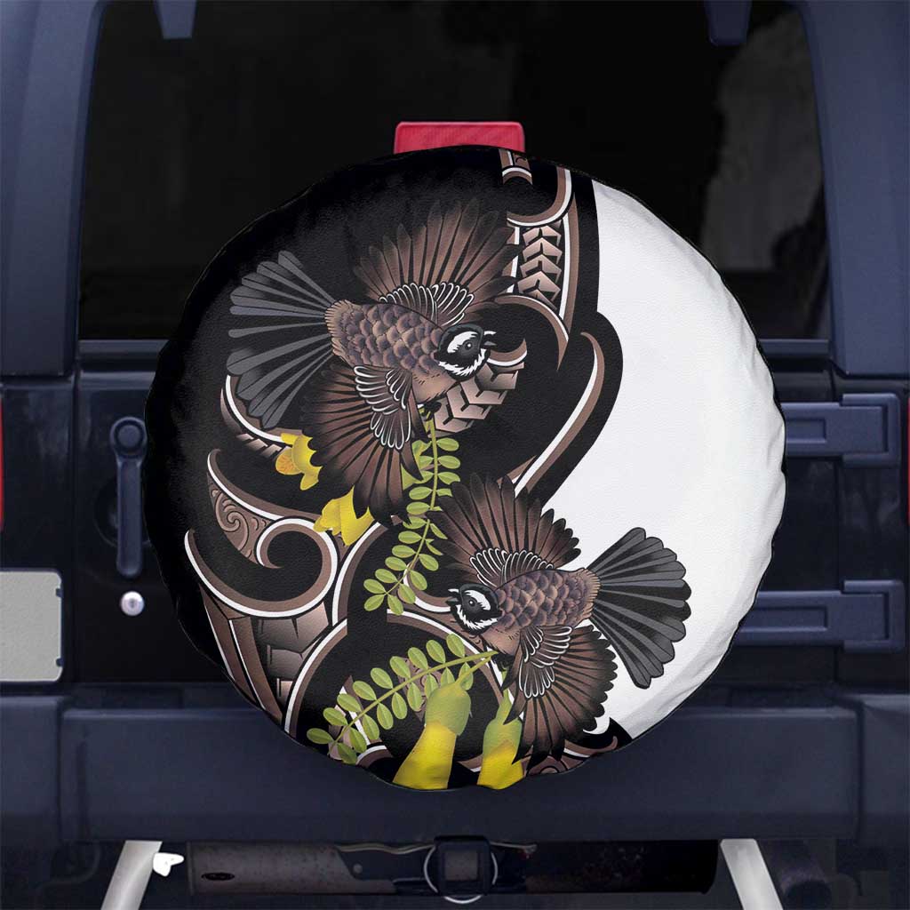 New Zealand Valentines Day Spare Tire Cover Piwakawaka Lovers Maori Koru Tattoo - Aussie Hoodie