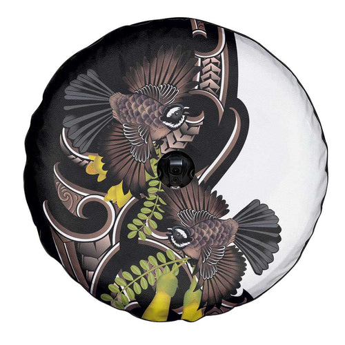 New Zealand Valentines Day Spare Tire Cover Piwakawaka Lovers Maori Koru Tattoo - Aussie Hoodie