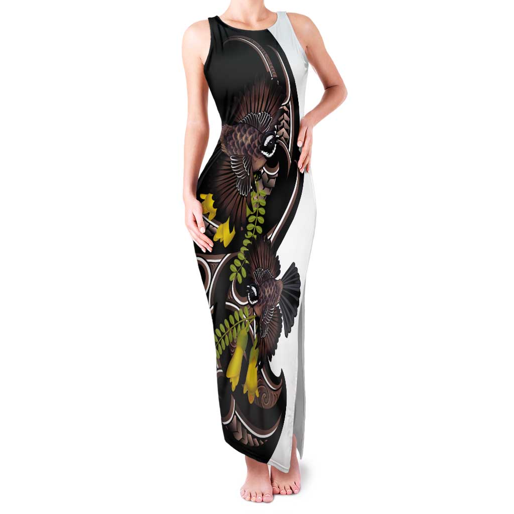 New Zealand Valentines Day Tank Maxi Dress Piwakawaka Lovers Maori Koru Tattoo - Aussie Hoodie