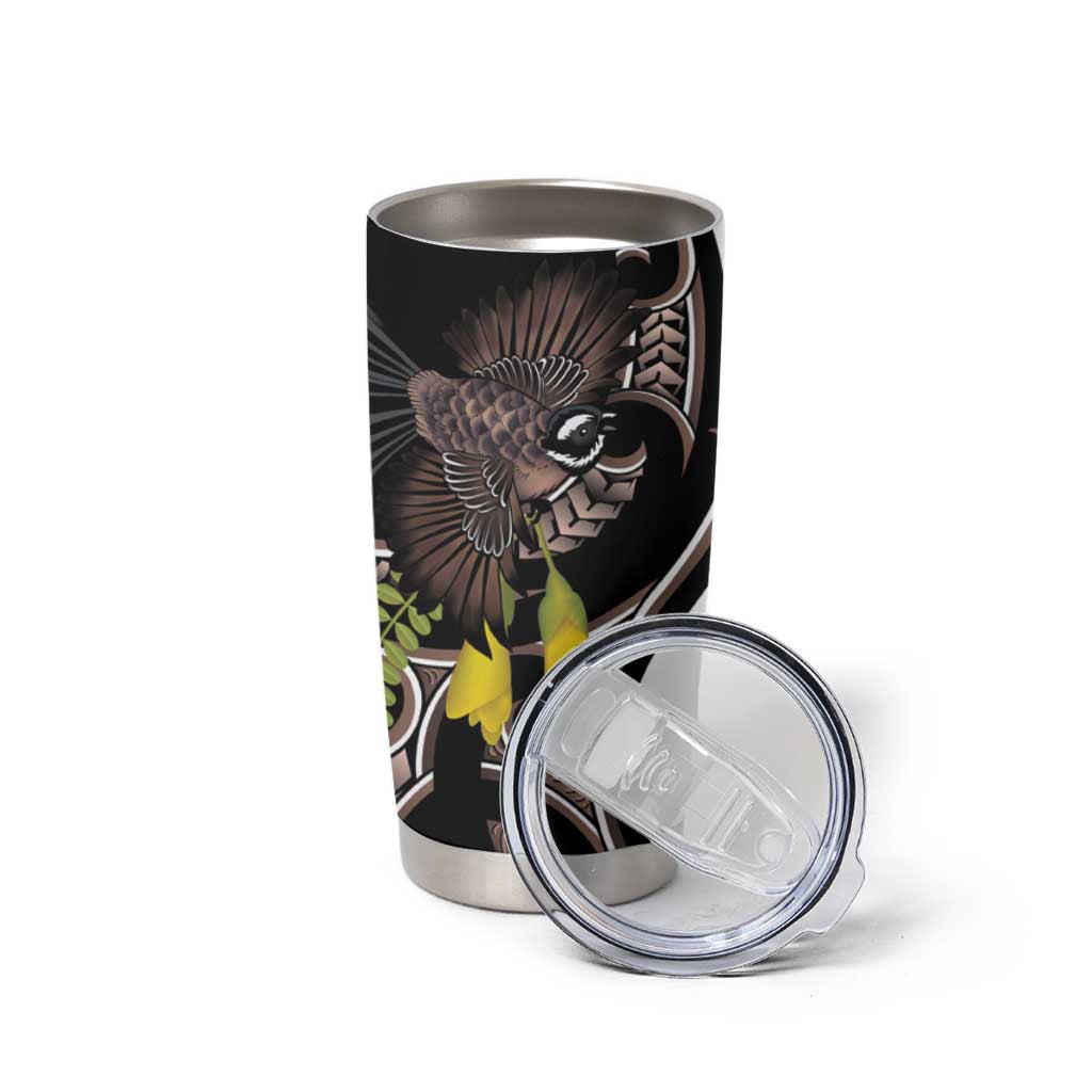 New Zealand Valentines Day Tumbler Cup Piwakawaka Lovers Maori Koru Tattoo - Aussie Hoodie