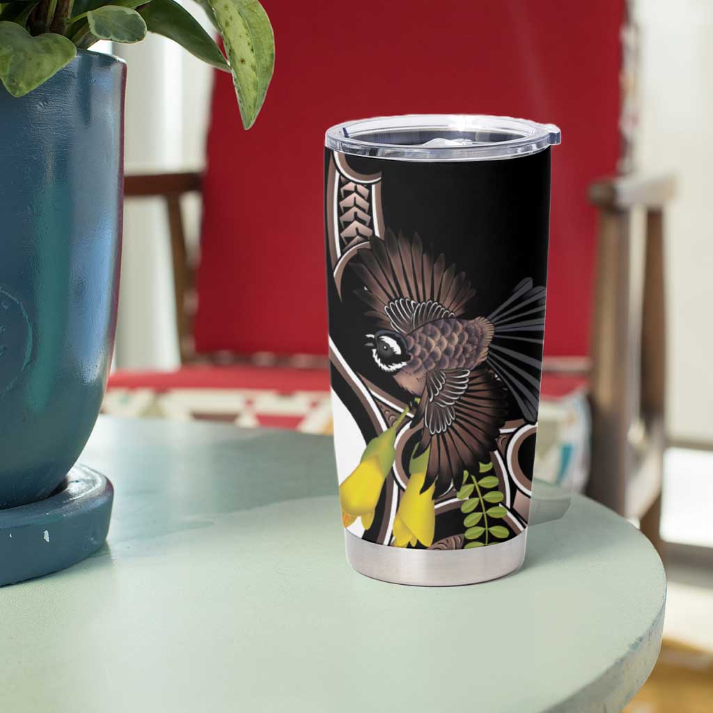 New Zealand Valentines Day Tumbler Cup Piwakawaka Lovers Maori Koru Tattoo - Aussie Hoodie