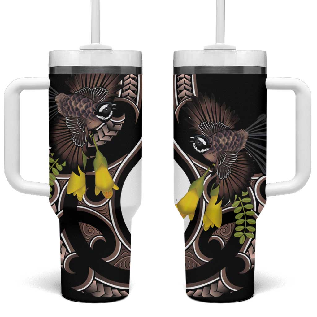 New Zealand Valentines Day Tumbler With Handle Piwakawaka Lovers Maori Koru Tattoo - Aussie Hoodie