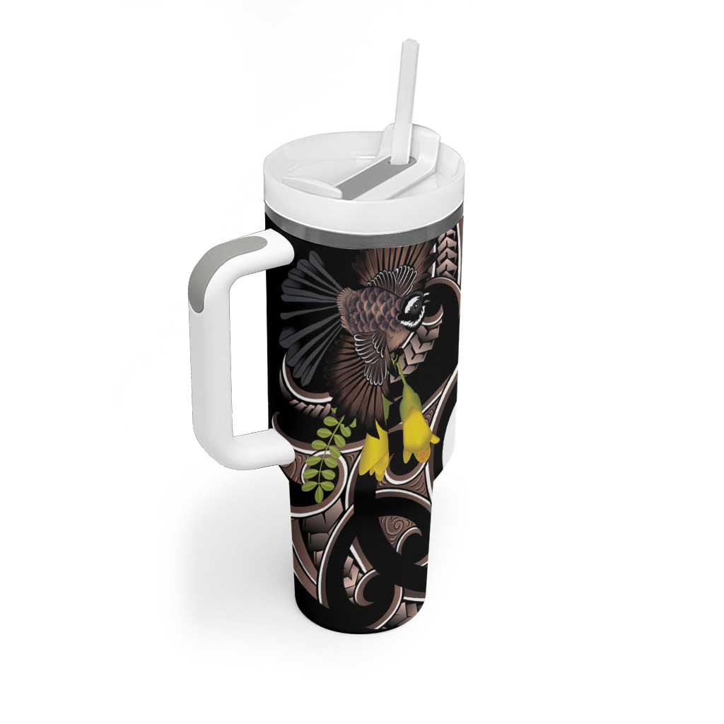 New Zealand Valentines Day Tumbler With Handle Piwakawaka Lovers Maori Koru Tattoo - Aussie Hoodie
