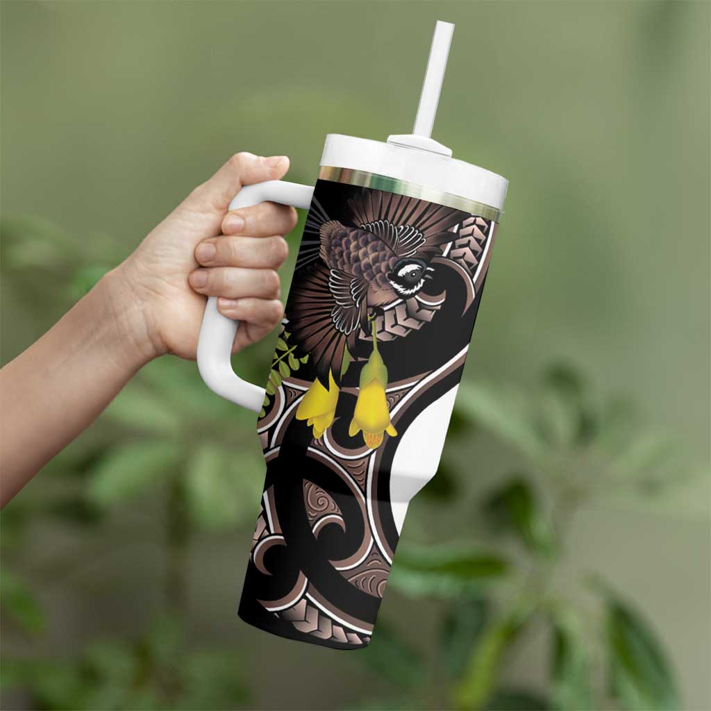 New Zealand Valentines Day Tumbler With Handle Piwakawaka Lovers Maori Koru Tattoo - Aussie Hoodie