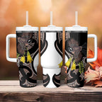 New Zealand Valentines Day Tumbler With Handle Piwakawaka Lovers Maori Koru Tattoo - Aussie Hoodie