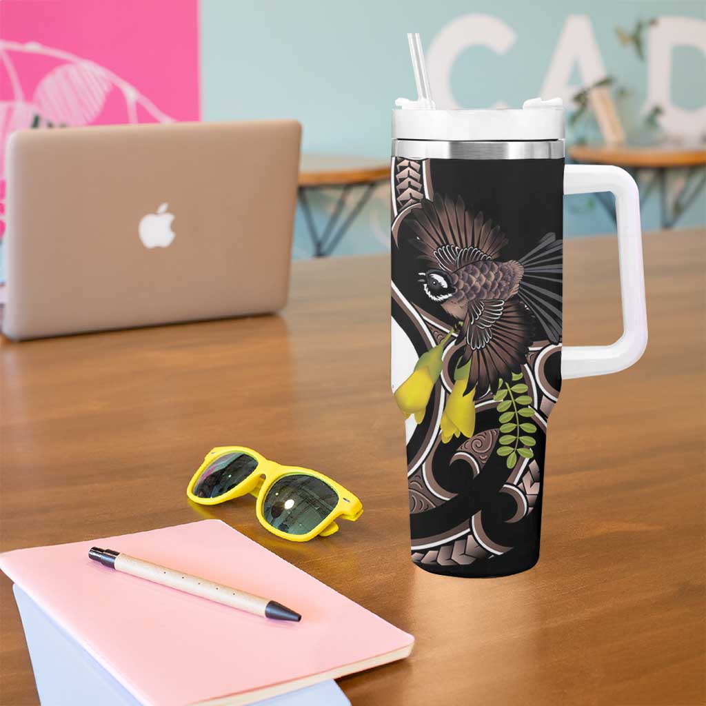 New Zealand Valentines Day Tumbler With Handle Piwakawaka Lovers Maori Koru Tattoo - Aussie Hoodie