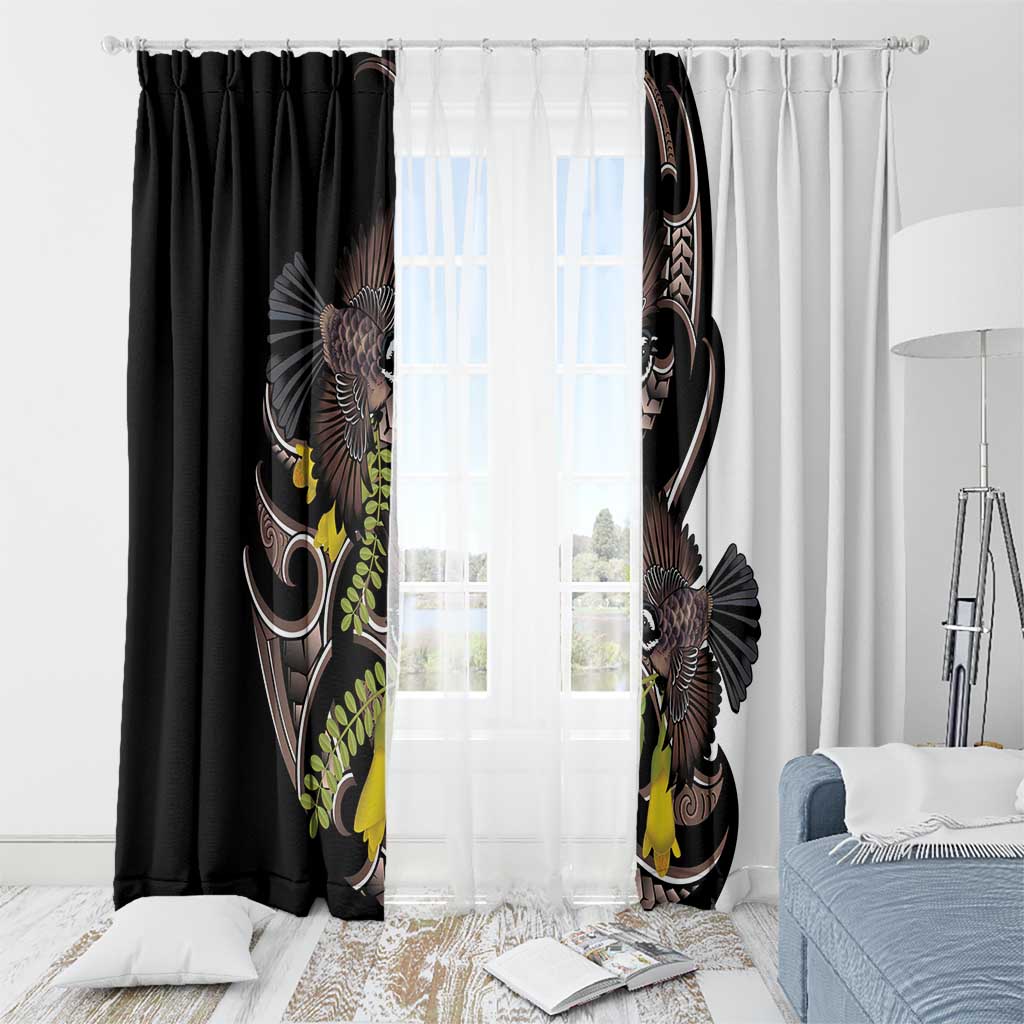 New Zealand Valentines Day Window Curtain Piwakawaka Lovers Maori Koru Tattoo - Aussie Hoodie