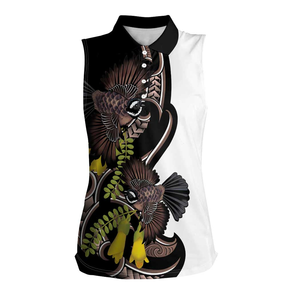 New Zealand Valentines Day Women Sleeveless Polo Shirt Piwakawaka Lovers Maori Koru Tattoo - Aussie Hoodie