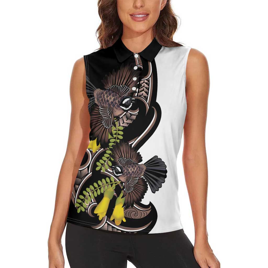 New Zealand Valentines Day Women Sleeveless Polo Shirt Piwakawaka Lovers Maori Koru Tattoo - Aussie Hoodie