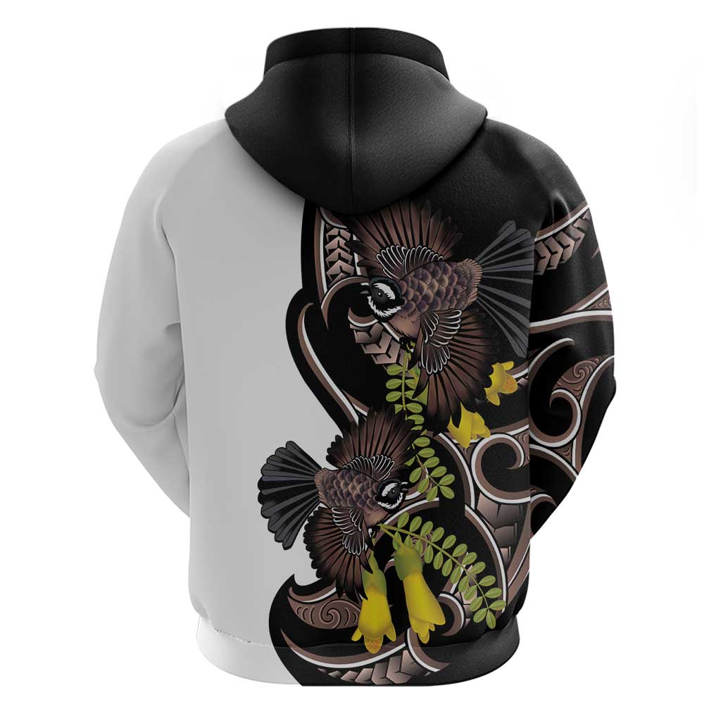 New Zealand Valentines Day Zip Hoodie Piwakawaka Lovers Maori Koru Tattoo - Aussie Hoodie