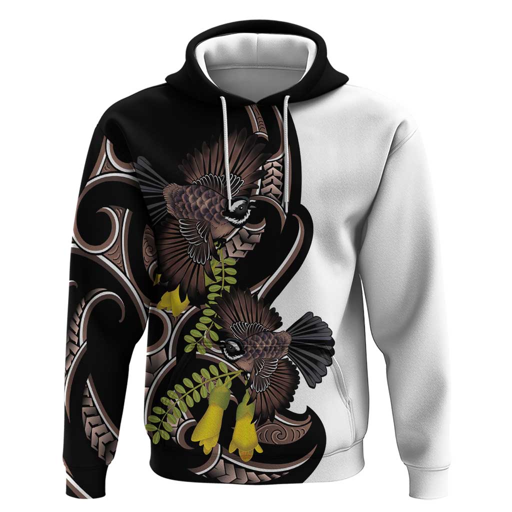 New Zealand Valentines Day Zip Hoodie Piwakawaka Lovers Maori Koru Tattoo - Aussie Hoodie