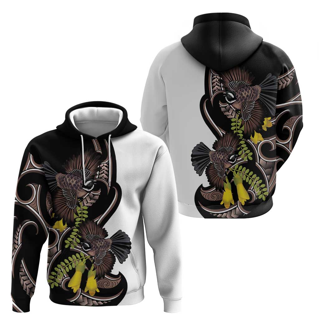 New Zealand Valentines Day Zip Hoodie Piwakawaka Lovers Maori Koru Tattoo - Aussie Hoodie
