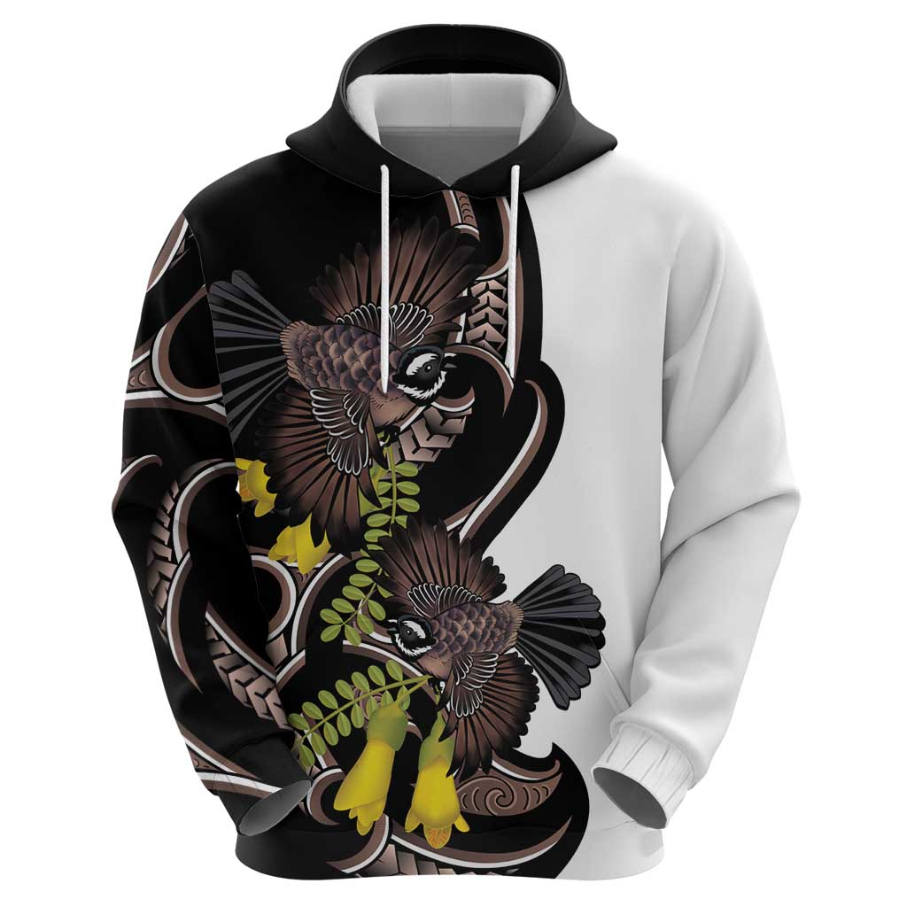 New Zealand Valentines Day Zip Hoodie Piwakawaka Lovers Maori Koru Tattoo - Aussie Hoodie