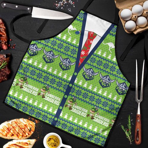 Raiders Rugby Christmas Apron Merry Xmas Canberra Cardigan Style - Aussie Hoodie