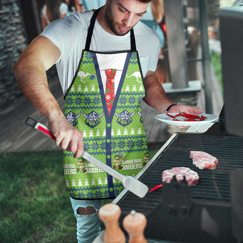 Raiders Rugby Christmas Apron Merry Xmas Canberra Cardigan Style - Aussie Hoodie