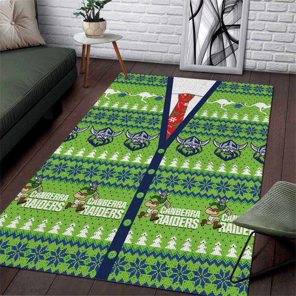 Raiders Rugby Christmas Area Rug Merry Xmas Canberra Cardigan Style - Aussie Hoodie