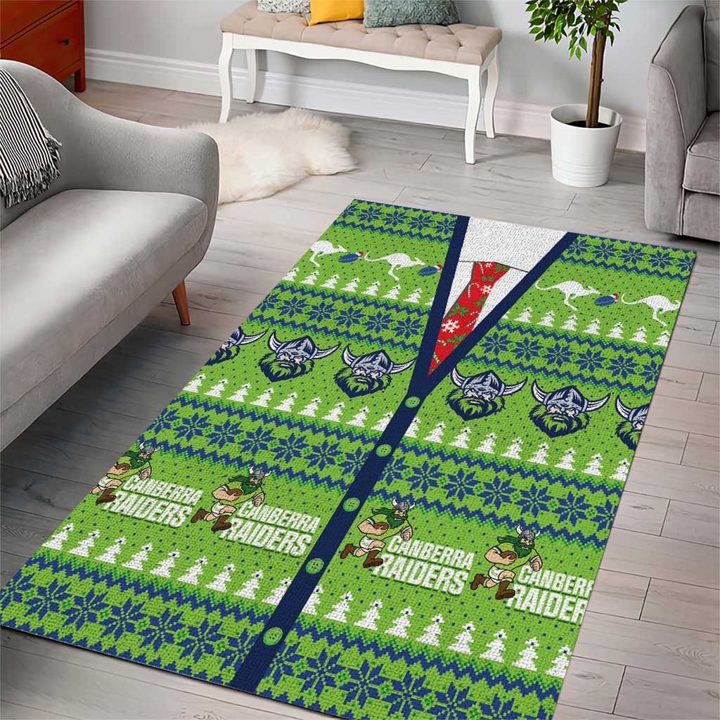 Raiders Rugby Christmas Area Rug Merry Xmas Canberra Cardigan Style - Aussie Hoodie