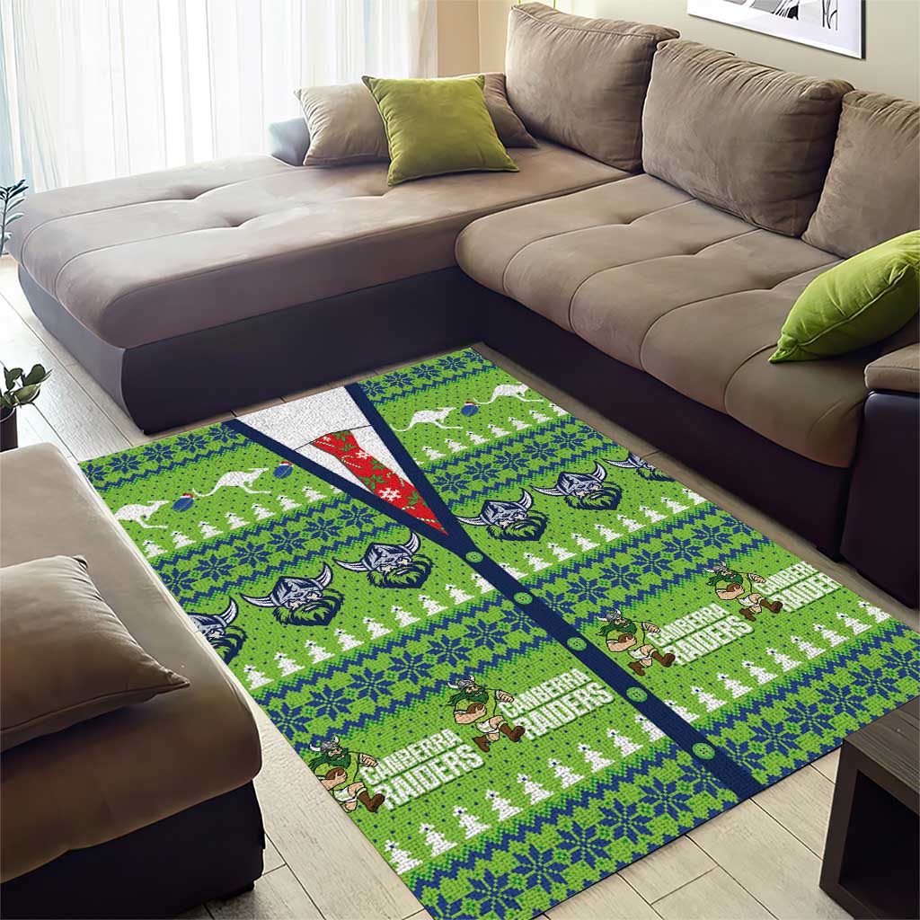 Raiders Rugby Christmas Area Rug Merry Xmas Canberra Cardigan Style - Aussie Hoodie