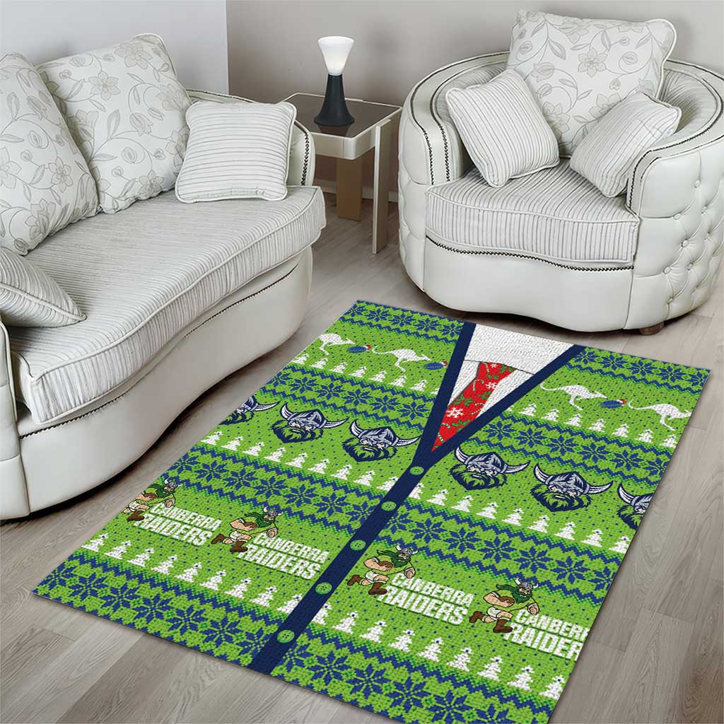 Raiders Rugby Christmas Area Rug Merry Xmas Canberra Cardigan Style - Aussie Hoodie