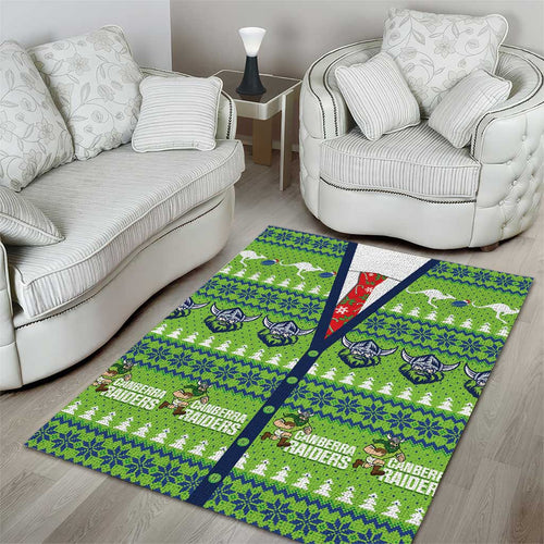 Raiders Rugby Christmas Area Rug Merry Xmas Canberra Cardigan Style - Aussie Hoodie