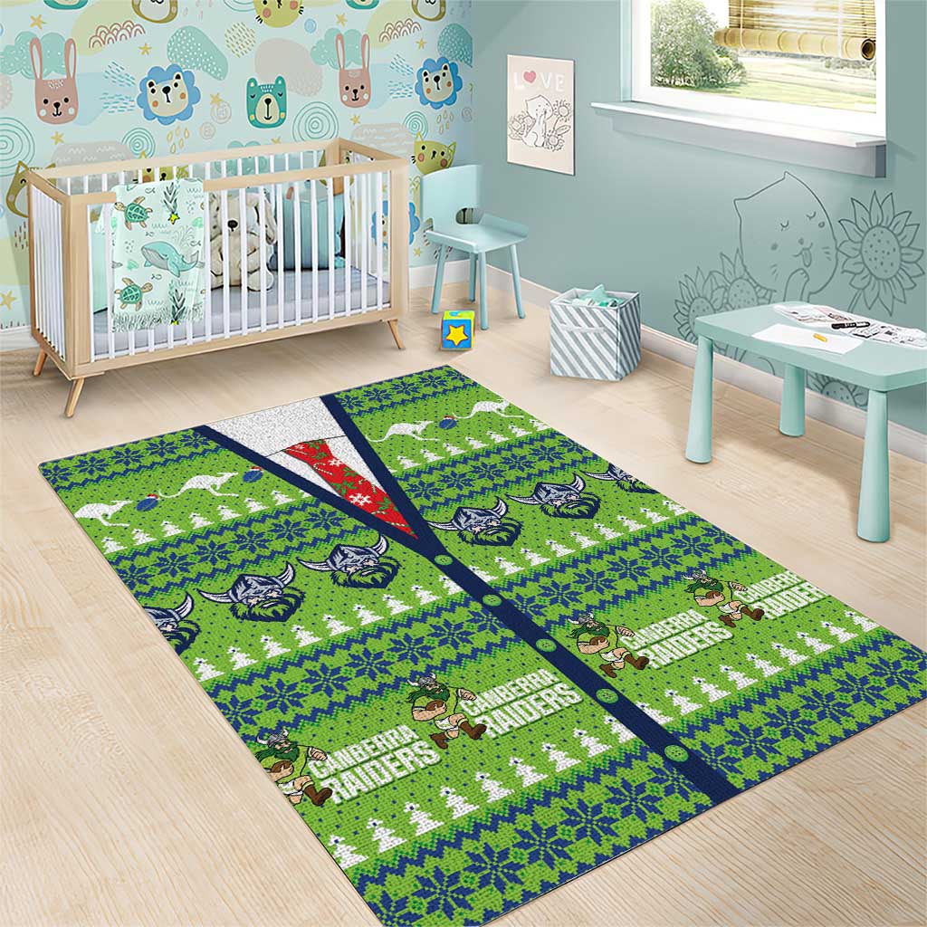 Raiders Rugby Christmas Area Rug Merry Xmas Canberra Cardigan Style - Aussie Hoodie
