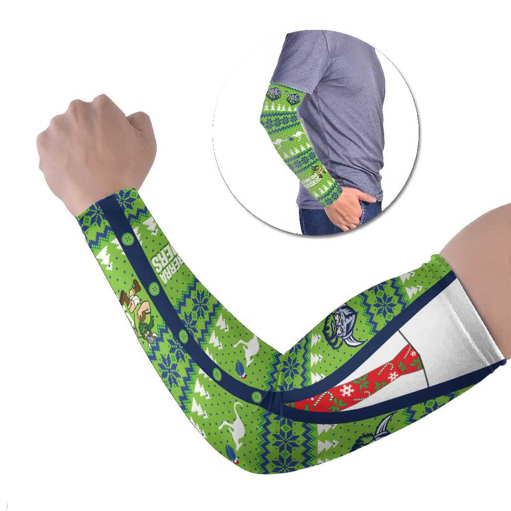 Raiders Rugby Christmas Arm Sleeves Merry Xmas Canberra Cardigan Style - Aussie Hoodie