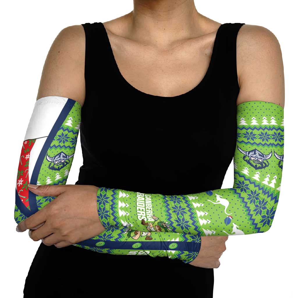 Raiders Rugby Christmas Arm Sleeves Merry Xmas Canberra Cardigan Style - Aussie Hoodie