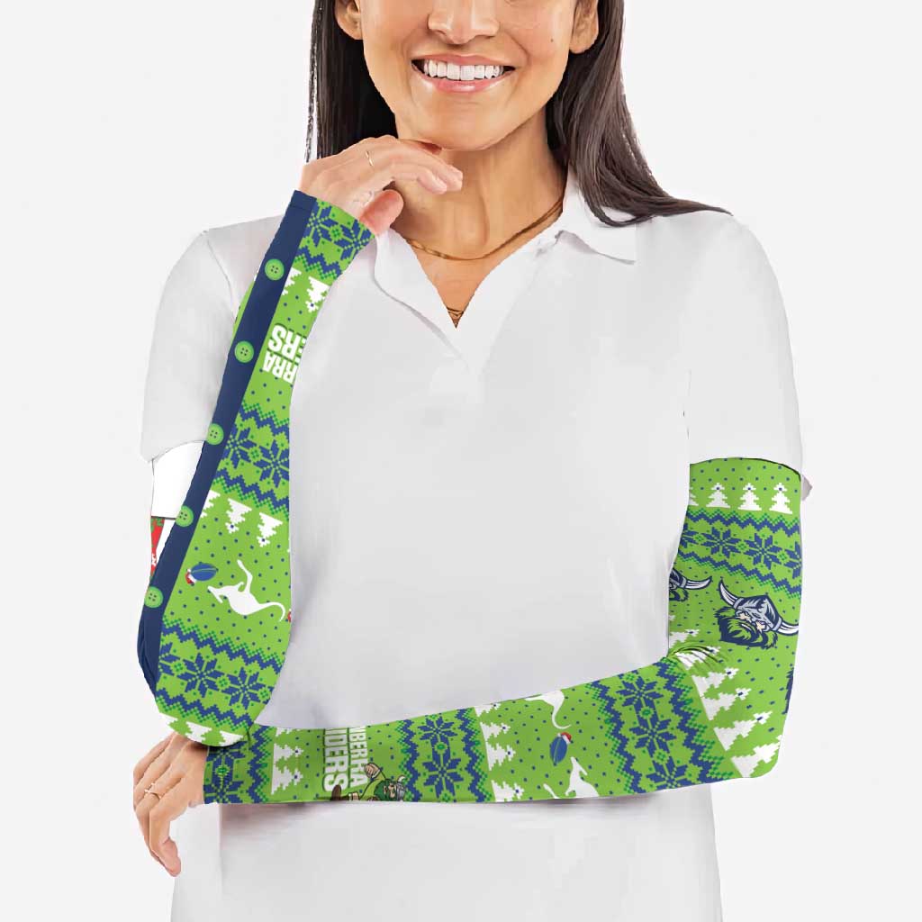Raiders Rugby Christmas Arm Sleeves Merry Xmas Canberra Cardigan Style - Aussie Hoodie