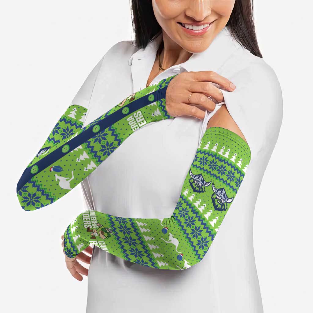 Raiders Rugby Christmas Arm Sleeves Merry Xmas Canberra Cardigan Style - Aussie Hoodie