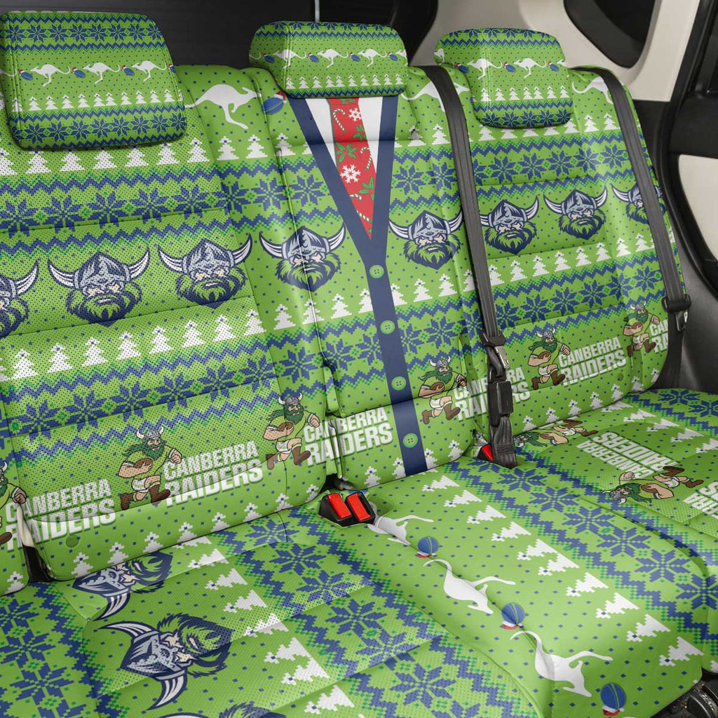Raiders Rugby Christmas Back Car Seat Cover Merry Xmas Canberra Cardigan Style - Aussie Hoodie